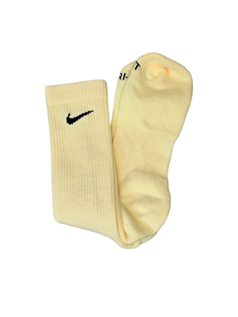 Nike Unisex L Everyday Plus Cushioned Crew Training Socks Pale Yellow - 1 Pair